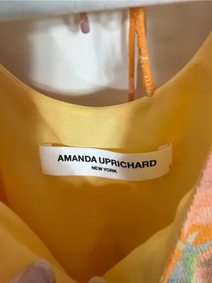 Amanda Uprichard Ibiza Floral Mini Dress Asymmetrical Hem Orange Small thumbnail 5