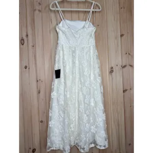 NWT Lulus Delightful Charisma White Embroidered Sequin Mesh Midi Dress Glam Sz S thumbnail 6