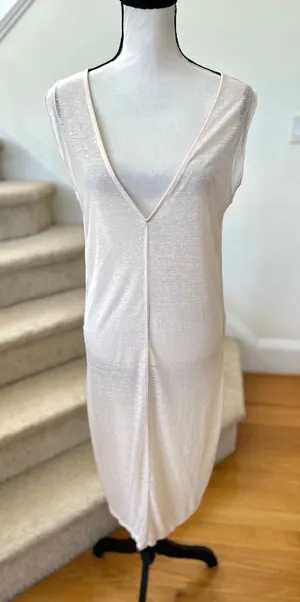 Free People We the Free Blush Cream Sheer Long Line Tank Top thumbnail 1