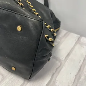 Tory Burch Top Handle Satchel in Black Leather w/ Gold-tone Chain - Preowned thumbnail 12