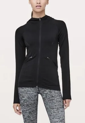 Lululemon Seamless Ventilate Jacket Black Hooded Full Zip Running Gym Womens 6 thumbnail 1