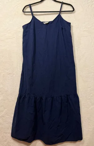 Universal Thread Blue‎ Cotton Tiered Midi Dress Womens Size M Spaghetti Strap thumbnail 1