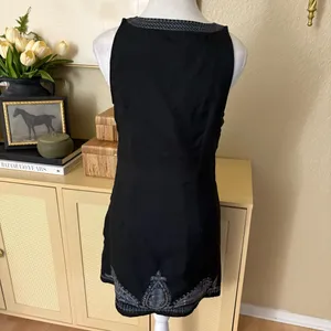 FREE PEOPLE Embroidered‎ Black Lined Sheath Mini Dress Size 4 thumbnail 5