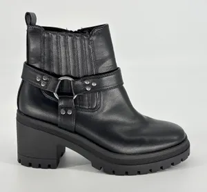 Sincerely Jules Dolphin Moto Ankle Boots Womens 8 Black Harness‎ Lug Sole Biker thumbnail 1