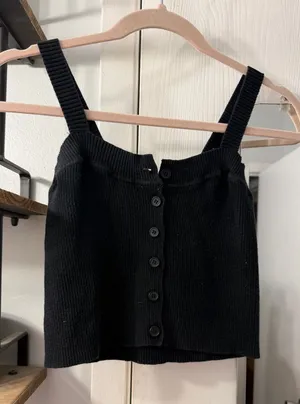 Brandy Melville Black Ribbed Button-Front Tank thumbnail 1