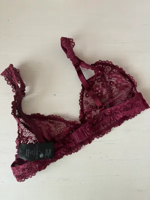 Monki NWOT maroon burgundy red lace detailed bralette - small thumbnail 2