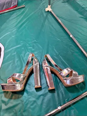 Forever Metallic Platform Heels in Silver thumbnail 3
