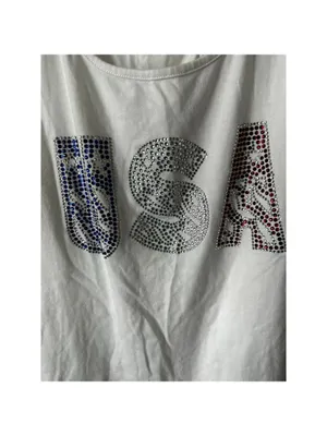 White USA Rhinestone Tank Top XL thumbnail 2