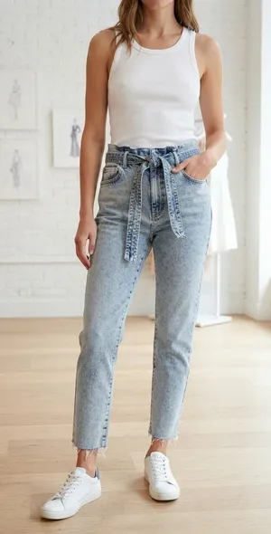 Abercrombie & Fitch Ultra High-Rise Tie-Waist Jeans 32/14 thumbnail 1