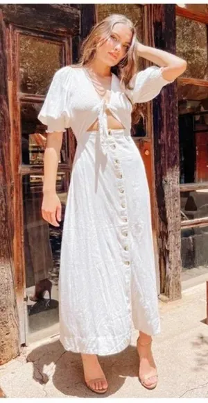 FREE PEOPLE String of Hearts Cutout Maxi Dress in White Size X-Small thumbnail 14