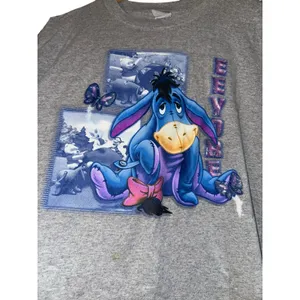 Vintage Y2K Winnie‎ The Pooh Eeyore Graphic T Shirt Women's XL Spell Out Gray thumbnail 2