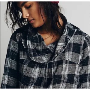 Free People Walk in the Park Plaid Cozy Cowl Tunic Sweater w/ Pockets. Size M thumbnail 8