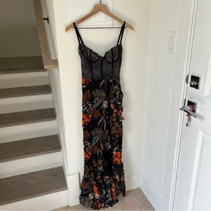 Katie May Revolve Take a Sip Midi Dress in Black 70's Floral thumbnail 3