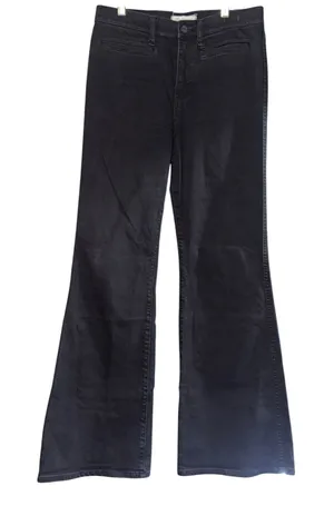 Madewell Flea‎ Market Flare Black Jeans Women's 28 Mid Rise Denim Stretch Sailor thumbnail 1