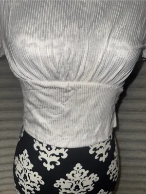 Antistar White Ribbed Cropped Top Size M thumbnail 2