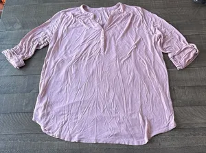 Loft‎ Women's Purple 1/4 Sleeve V Neck 3 button Top Size XL thumbnail 1