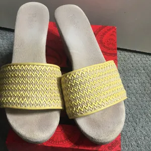Reba Saddie Yellow Fab slip on wedge sandals #15 thumbnail 2