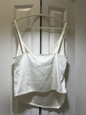 ZARA Ivory Satin Effect Cowl Neck Camisole Tank Womens Top Size S thumbnail 3