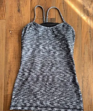 Lululemon Athletica Black and Neon Green Sports Bra with Gray Tank Top thumbnail 1