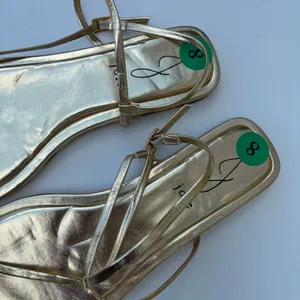 Joie Metallic Gold Square Toe Strappy Sandals Womens 8 thumbnail 3