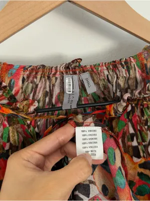 Anthropologie Bl-nk London Small Annalee Peasant Blouse Colorful Abstract Art thumbnail 3