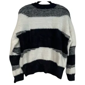 KNOX ROSE Women's Sweater XXL Black White Striped Fuzzy V‎ Neck Cozy Knit Target thumbnail 5