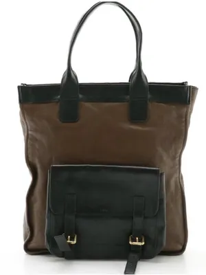 Chloé FRONT POCKET TOTE BAG IN BROWN & BLACK LEATHER W/DETACHABLE POUCH thumbnail 1