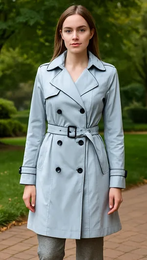 Vertigo Paris Dove Gray Double Breasted Lined Trench Coat Size Large thumbnail 1