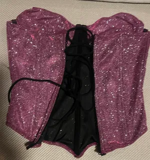 Bustier Glitter And Mesh Top Purple thumbnail 2