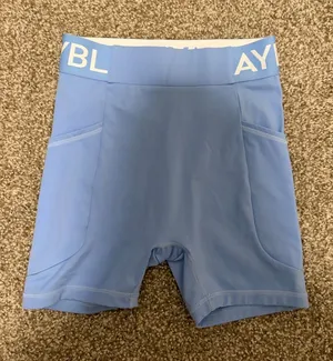 AYBL Light Blue Athletic Bike Shorts with Logo Waistband XS thumbnail 1