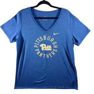 368 | Nike Pittsburgh Panthers Dri-Fit‎ V-Neck Athletic T-Shirt Blue Womens XL thumbnail 1