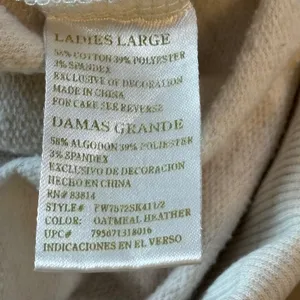 Green Tea Womens Oatmeal Heather Raglan Long Sleeve Pullover Top‎ Large thumbnail 4