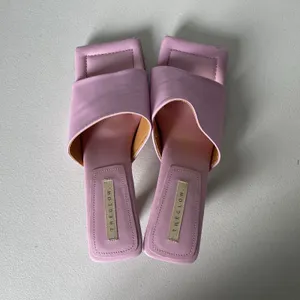 GLOW Leather Heels Square Toe Pink Purple Backless Slip On Women's Size 8 thumbnail 5