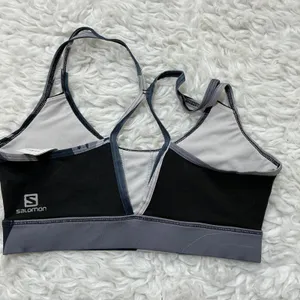 Salomon Sports Bra Black Grey Racerback Compression Medium M thumbnail 2