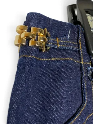 Free Market Wide Leg Jeans Womens M Dark Wash High Rise Gold Chain Denim thumbnail 8