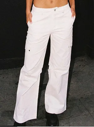 Princess Polly White Cargo Pants thumbnail 1