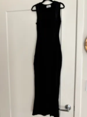Oh Polly square neck, midi dress in black thumbnail 3