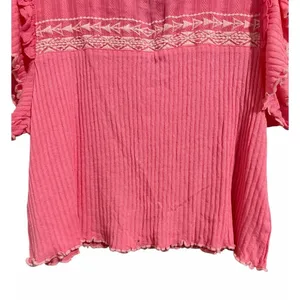 Free People Sarafina Embroidered Top‎ Pink Rose Women's Size Small thumbnail 6