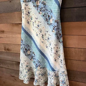 Vintage Breakin Loose Blue Patchwork Floral Midi Dress Cottagecore Y2K thumbnail 7