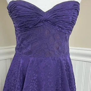 Flor et.al Purple Lace Strapless Peplum Mermaid Midi Dress Size 6 thumbnail 9