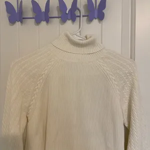 EUC Tommy Hilfiger women’s cable knit cream turtleneck thick warm‎ sweater large thumbnail 2