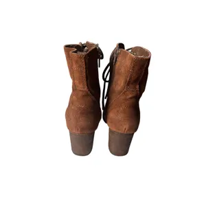 Steve Madden Gretell Brown Suede Lace Up Ankle Boots 8.5 Stacked Block Heel READ thumbnail 3