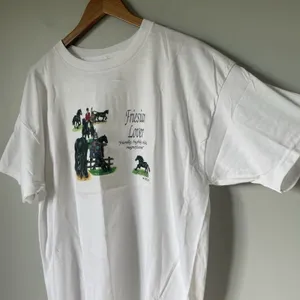 Fruit of the Loom Vintage 1998 T-Shirt 'Friesian Love' Horse White Unisex XL thumbnail 5