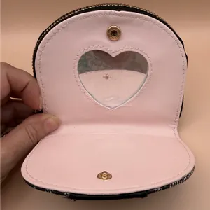 Juicy Couture Black Gothic Logo‎ Coin Purse with Heart Mirror and Gold Hardware thumbnail 5