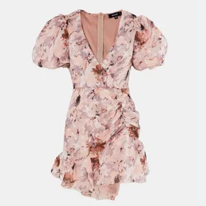 Missguided Women’s Floral Pattern Puff Sleeve Grill Frill Mini Dress Size 4 thumbnail 2