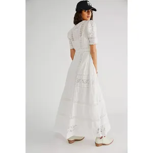 LoveShackFancy Kylen Victorian Lace Trim Maxi Dress White Women's Size US 0 thumbnail 2