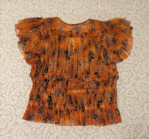 Free People Orange Floral Blouse thumbnail 7
