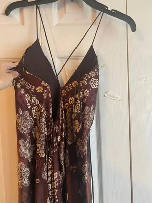 Floral Satin Dress Brown Size 4 thumbnail 5