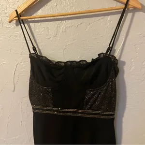 Hours Whimsigoth Black Women's‎ Sparkly Mini Dress with Lacey trim size Small thumbnail 2