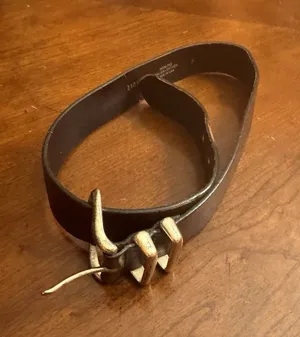 Vintage Gold Buckle Women’s Leather Belt Made In USA S thumbnail 1